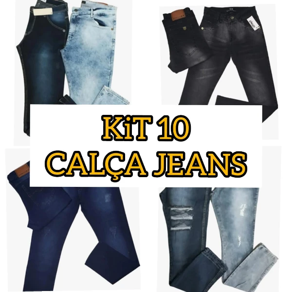 KIT com 10 Calças Jeans